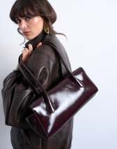 Topshop Sally folded bag in burgundy