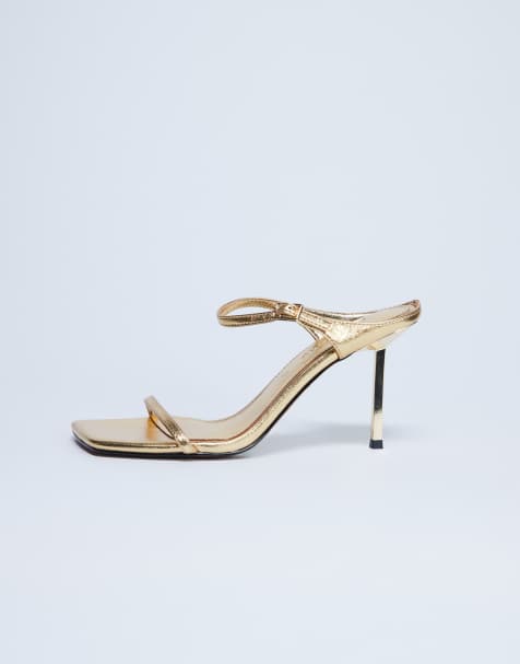Topshop - Sally - Guldfarvede sandaler med metalhæl i 2 dele - view 1