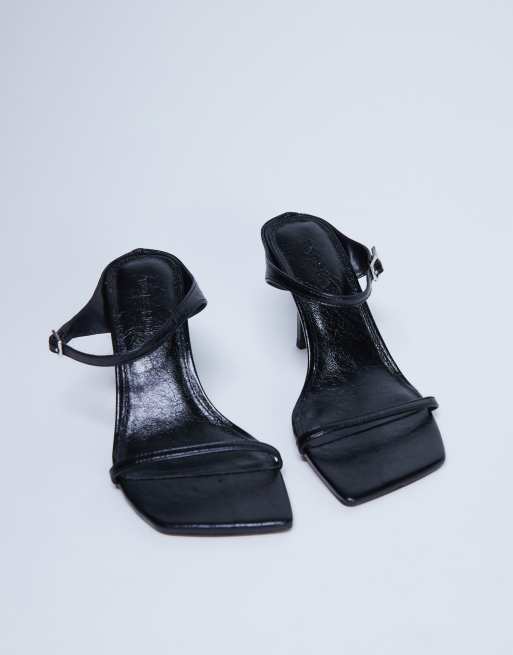 Topshop – Sally – Svarta 2-delade sandaler med metallklackar, 2 av 4