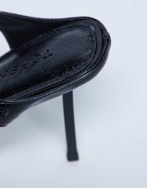 Topshop – Sally – Svarta 2-delade sandaler med metallklackar, 3 av 4