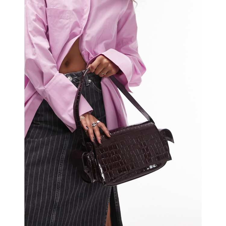 Faux croc best sale shoulder bag