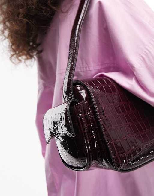 Burgundy mock croc sales bag