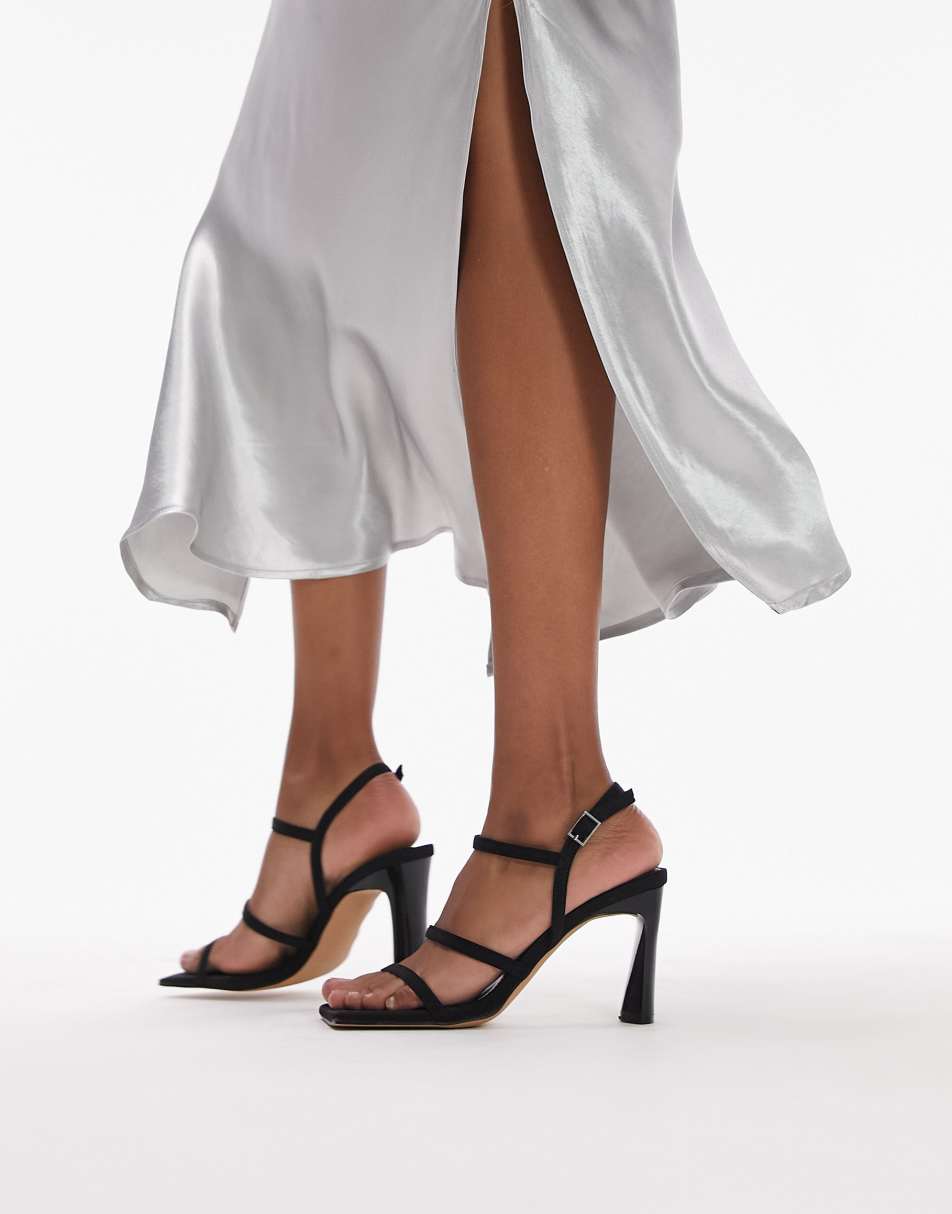 Simply Be contrast strappy square toe heeled sandals with ankle