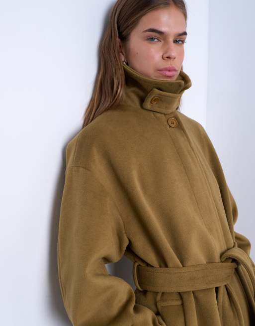 Topshop – Salviagrön, formell bilkappa i lång modell med skärp, 4 av 4