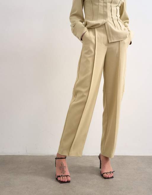 Topshop – Salviagröna, slouchy byxor med vida ben, del av set, 2 av 5