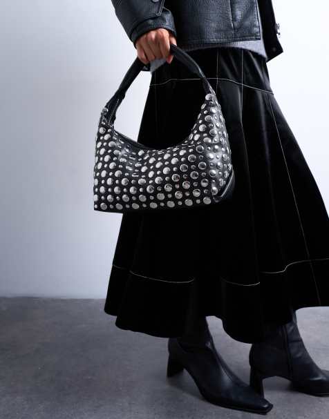 Topshop - Samantha - Borsa da spalla nera con borchie - view 1