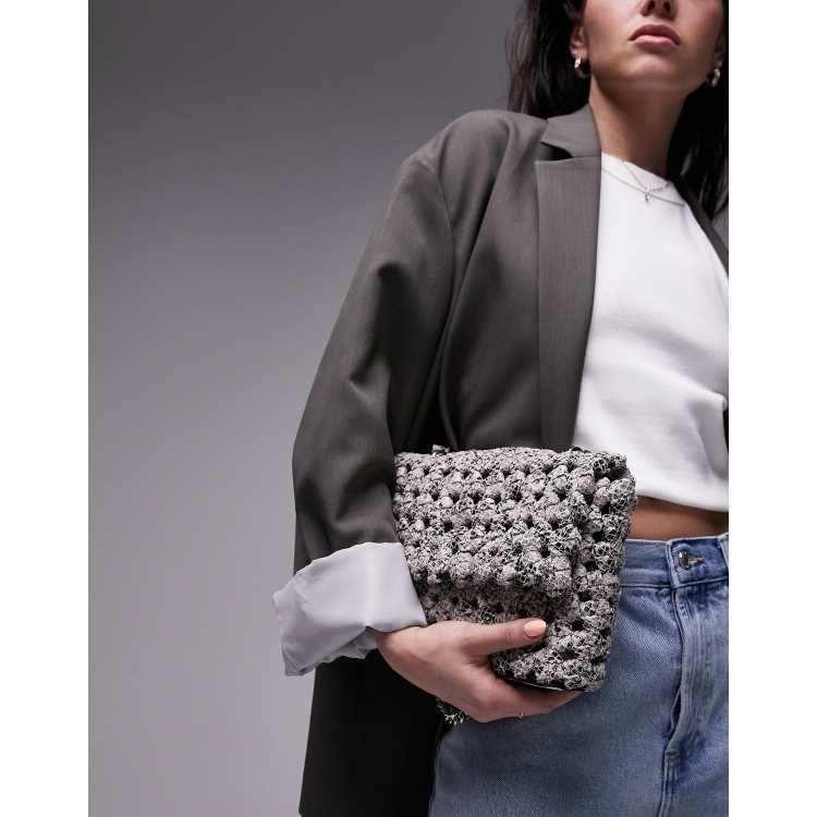 Topshop - Scarlett - Sac porté épaule en daim véritable à bandoulière contrastante avec imprimé serpent - Chocolat