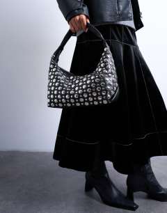 Samantha studded shoulder bag in black
