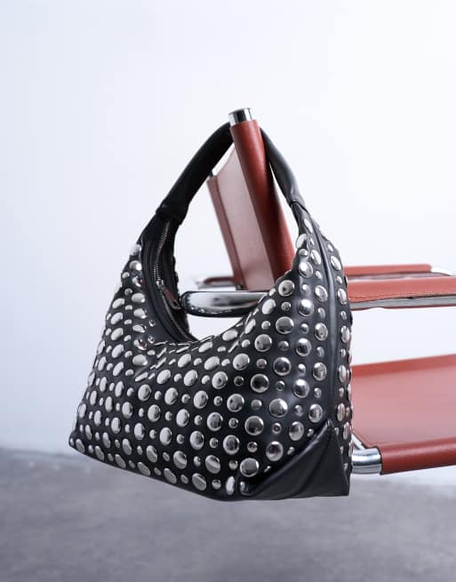 Topshop Samantha studded shoulder bag in black