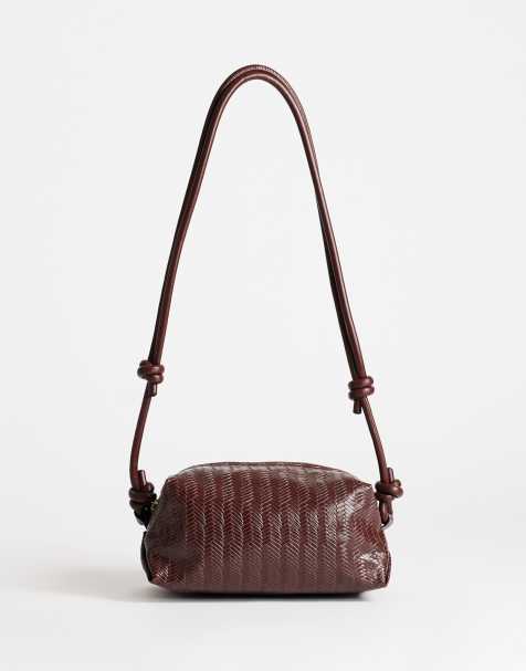 Topshop Samara piccola borsa a tracolla intrecciata color cuoio - view 1