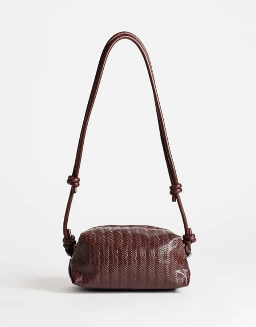Topshop Samara piccola borsa a tracolla intrecciata color cuoio, 1 di 4