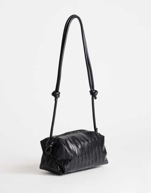 Topshop Samara piccola borsa a tracolla intrecciata nera, 3 di 4
