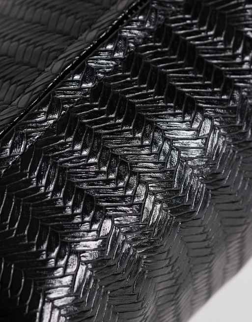 Topshop Samara piccola borsa a tracolla intrecciata nera, 4 di 4
