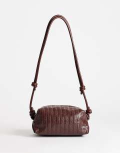 Samara small weave cross body bag in tan