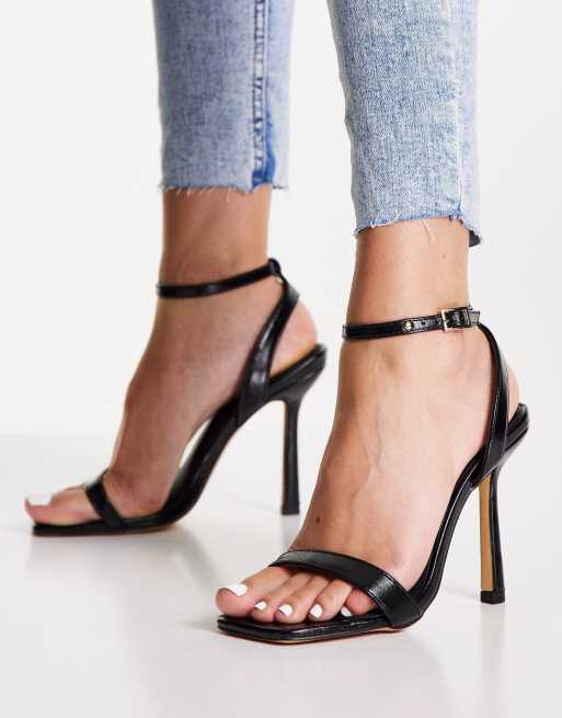 Topshop - Samba - Sandalen met twee bandjes en hoge hak in zwart