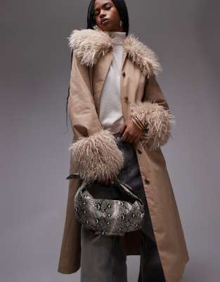 Topshop Sameena bow knot shoulder bag in snake print