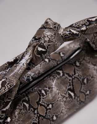 Topshop Sameena bow knot shoulder bag in snake print