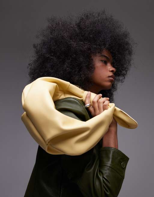 Topshop – Sameena – Cytrynowa torebka na ramię z kokardką z węzłem