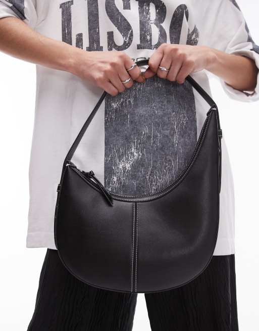 Topshop - Samina - Asymmetrisk skuldertaske i sort, 4 af 4