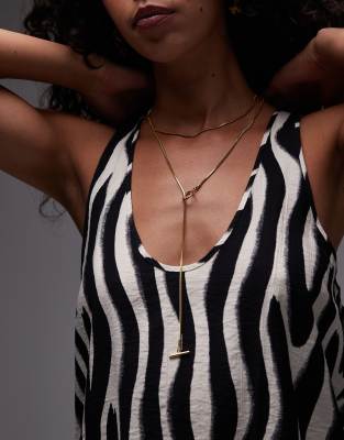 Topshop – Samir – Guldfärgat halsband i vattentåligt, rostfritt stål med länkhänge - view 1