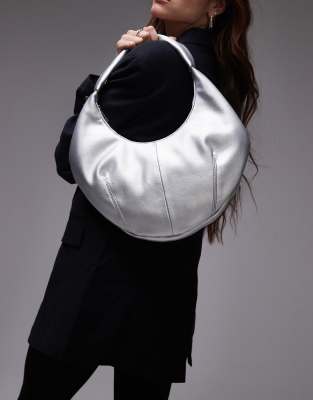 Topshop - Samira - Sac porté épaule incurvé - Argenté