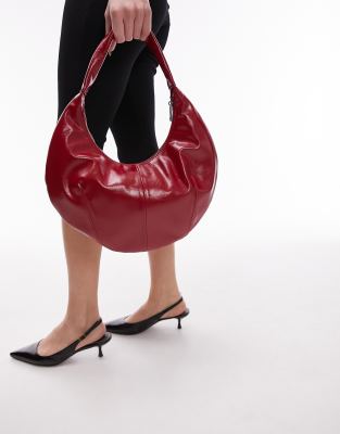 Topshop - Samira - U-förmige Schultertasche in Rot