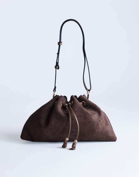 Topshop - Sammy - Borsa da spalla color cioccolato con arricciatura con coulisse - view 1