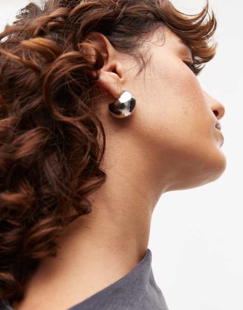 Topshop - Sammy - Orecchini bombati argentati in acciaio inossidabile resistente all'acqua - view 1