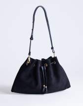 Topshop Sammy ruched drawstring shoulder bag in black