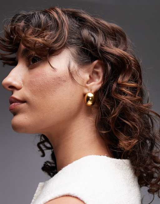 Topshop Sammy waterproof stainless steel dome earrings in gold tone, 3 of 3