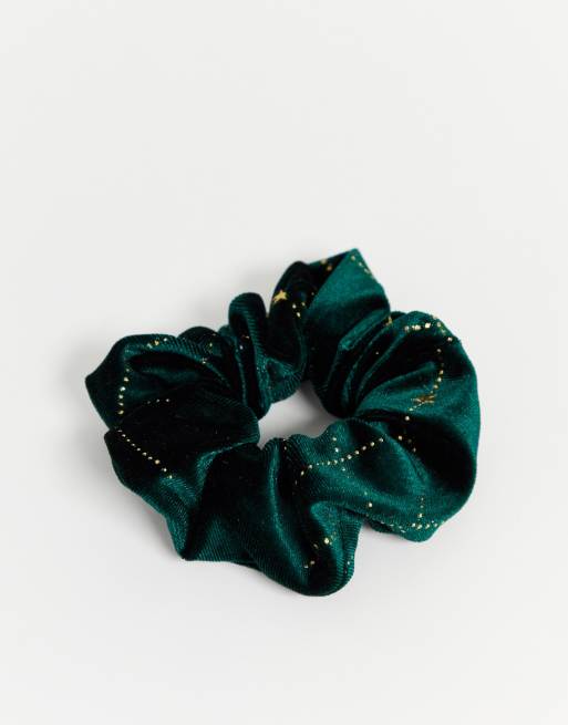 Topshop – Samt-Haargummi in Grün und Gold, 2 von 4