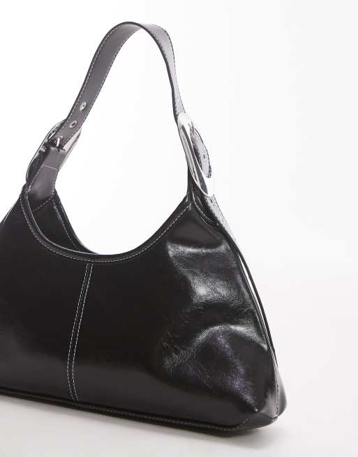 Topshop - Samuel - Borsa da spalla nera con fibbia, 3 di 4