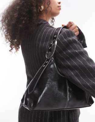 Samuel shoulder bag with buckle detail in black