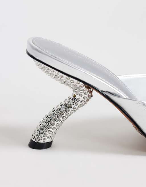 Topshop sandales à talon haut à brides Octavia ornées de strass argentées, 4 de 4