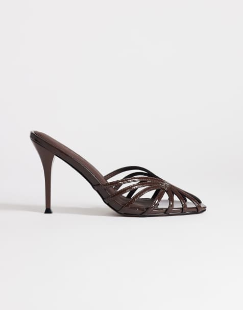 Topshop sandali con tacco Azelia in dark chocolate - view 1
