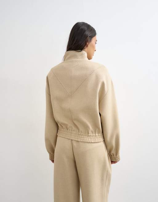 Topshop – Sandfärgad jacka med ståkrage, del av set, 4 av 4