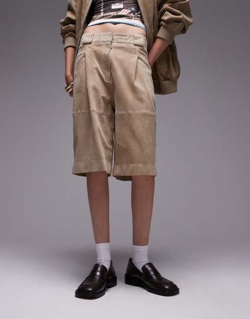 Topshop - Sandfarvede shorts i ægte ruskind, 2 af 5