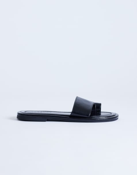 Topshop Sandra flat sandal mules in black - view 1