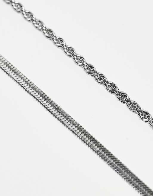 Topshop Sandro waterproof stainless steel 2-pack waterproof stainless steel snake chain necklaces in silver 