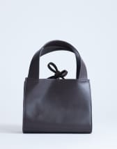 Topshop Sandy real suede and leather grab bag with tie fastening in chocolate