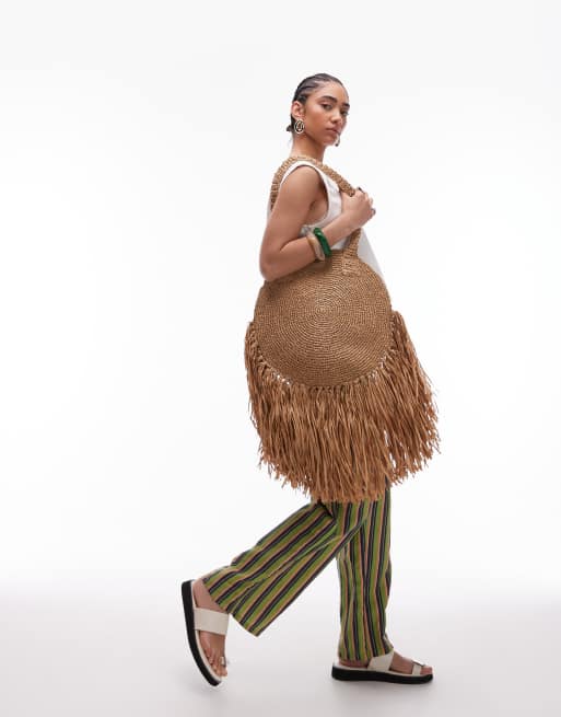 Topshop – Sandy – Strohtasche in Natur mit Quasten, 3 von 4