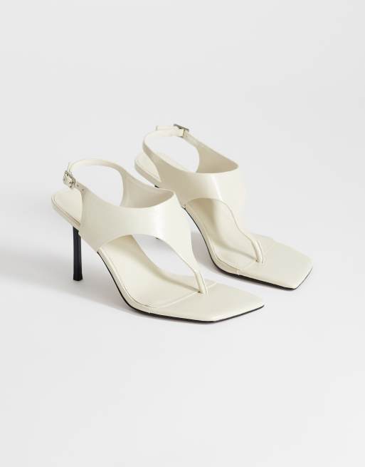 Topshop - Sandy - Teensandalen met hoge hak in gebroken wit, 2 van 4