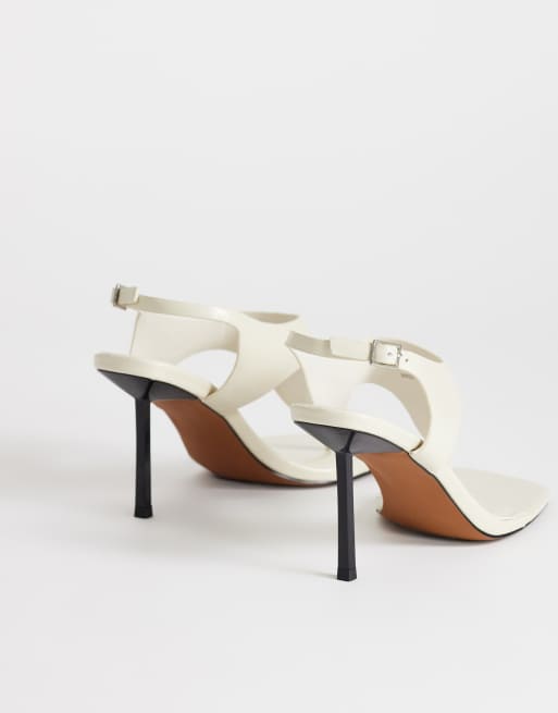 Topshop - Sandy - Teensandalen met hoge hak in gebroken wit, 3 van 4