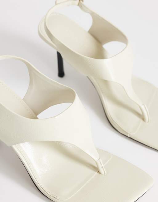 Topshop - Sandy - Teensandalen met hoge hak in gebroken wit, 4 van 4