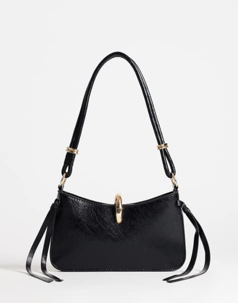 Topshop Sansa lille skuldertaske med hardware i sort - view 1