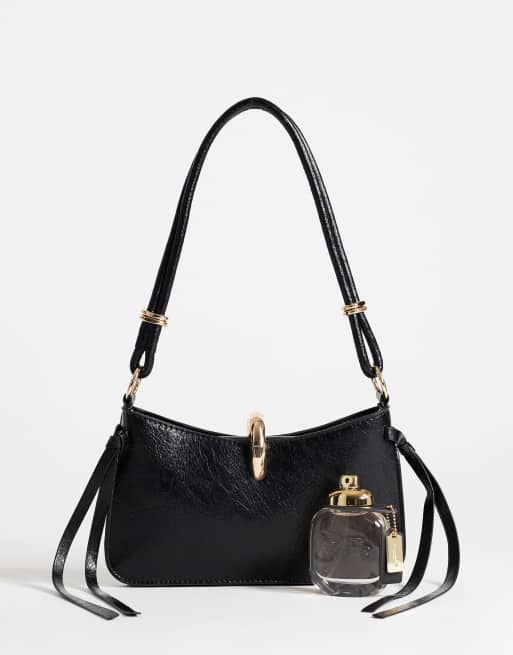Topshop Sansa lille skuldertaske med hardware i sort, 2 af 4