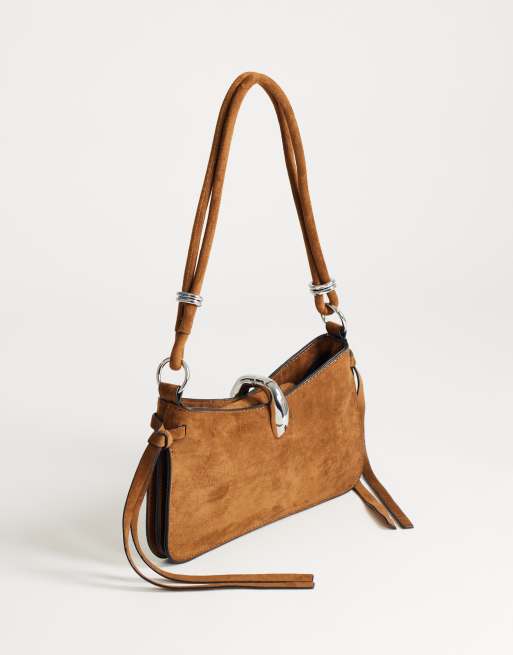 Topshop Sansa lille skuldertaske med hardware i tan, 3 af 4