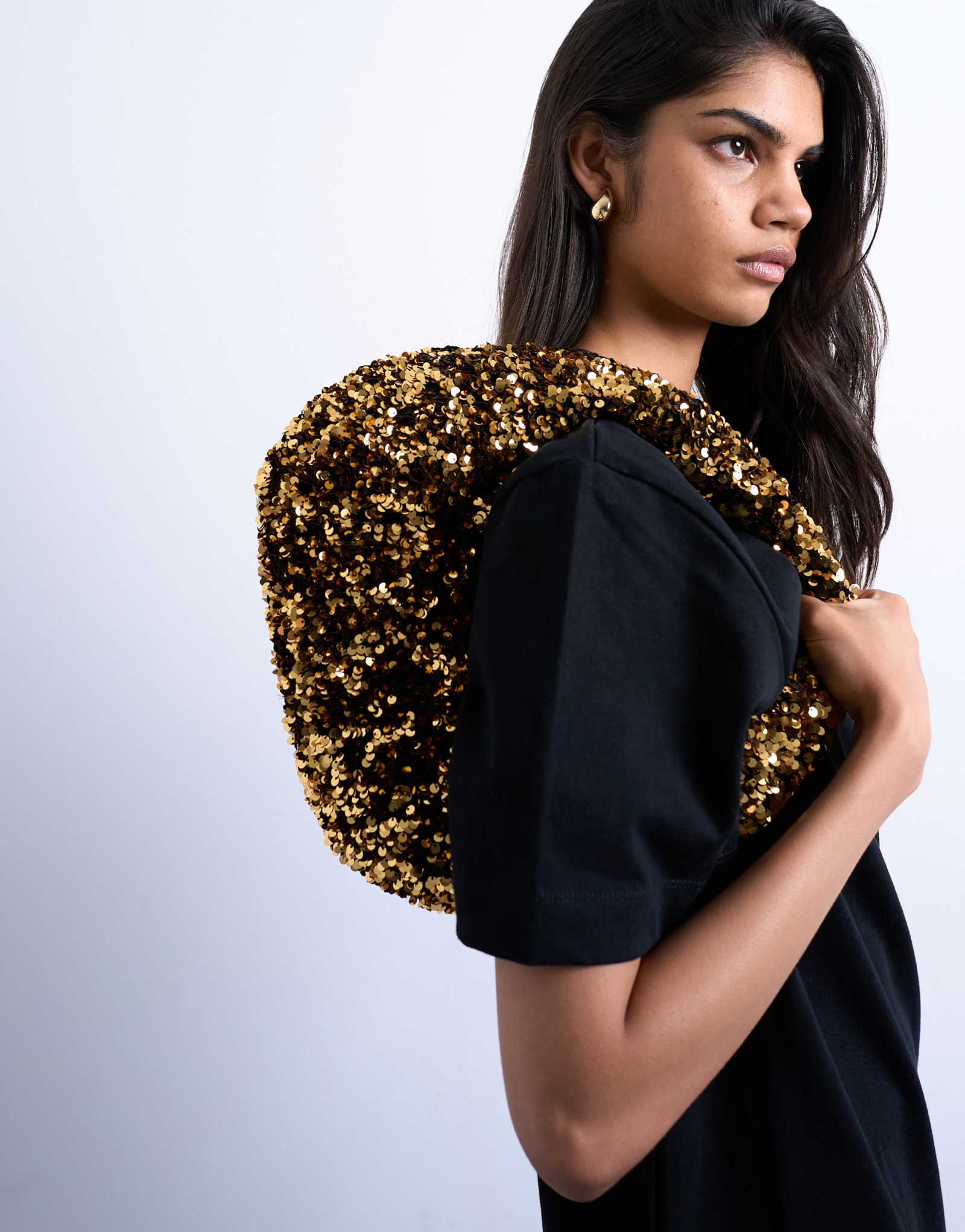 Сумка через плечо Topshop Santana scoop с блестками золотого цвета