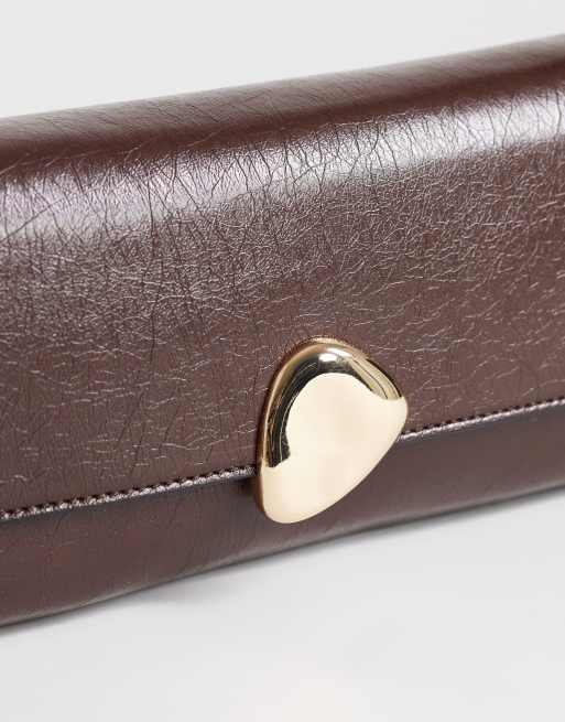 Topshop Santiago small shoulder bag with gold-tone hardware in chocolate, 2 of 4