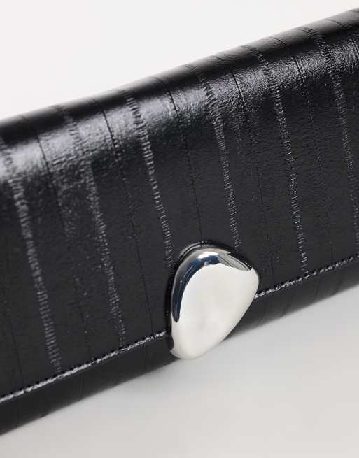 Topshop Santiago small suedette shoulder bag with silver hardware in black, 4 of 4